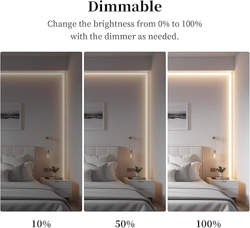 Miniatura 4 de iNextStation COB - Tira de luz LED blanca cálida 3000K 16.4ft 5M, DC12V CRI 93+ regulable, cinta de luces LED flexibles para dormitorio, cocina,