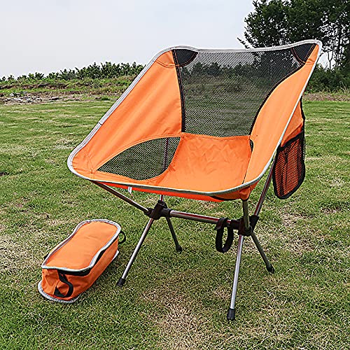 Chaise camping pliante ultralégère pour pêche et randonnée - Siège compact orange - 3