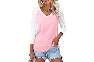 Stylish 3/4 Sleeve Women's V-Neck T-Shirts: Comfort and Style