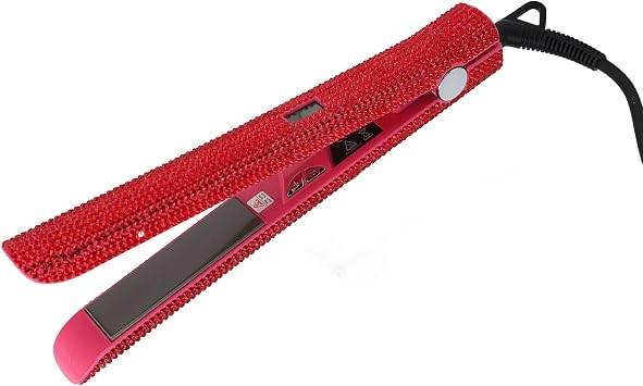 2-in- Professional Hair Straightener & Curler with Temperature, Auto Shut-Off, Rhinestone Design, Fit for Hair Types