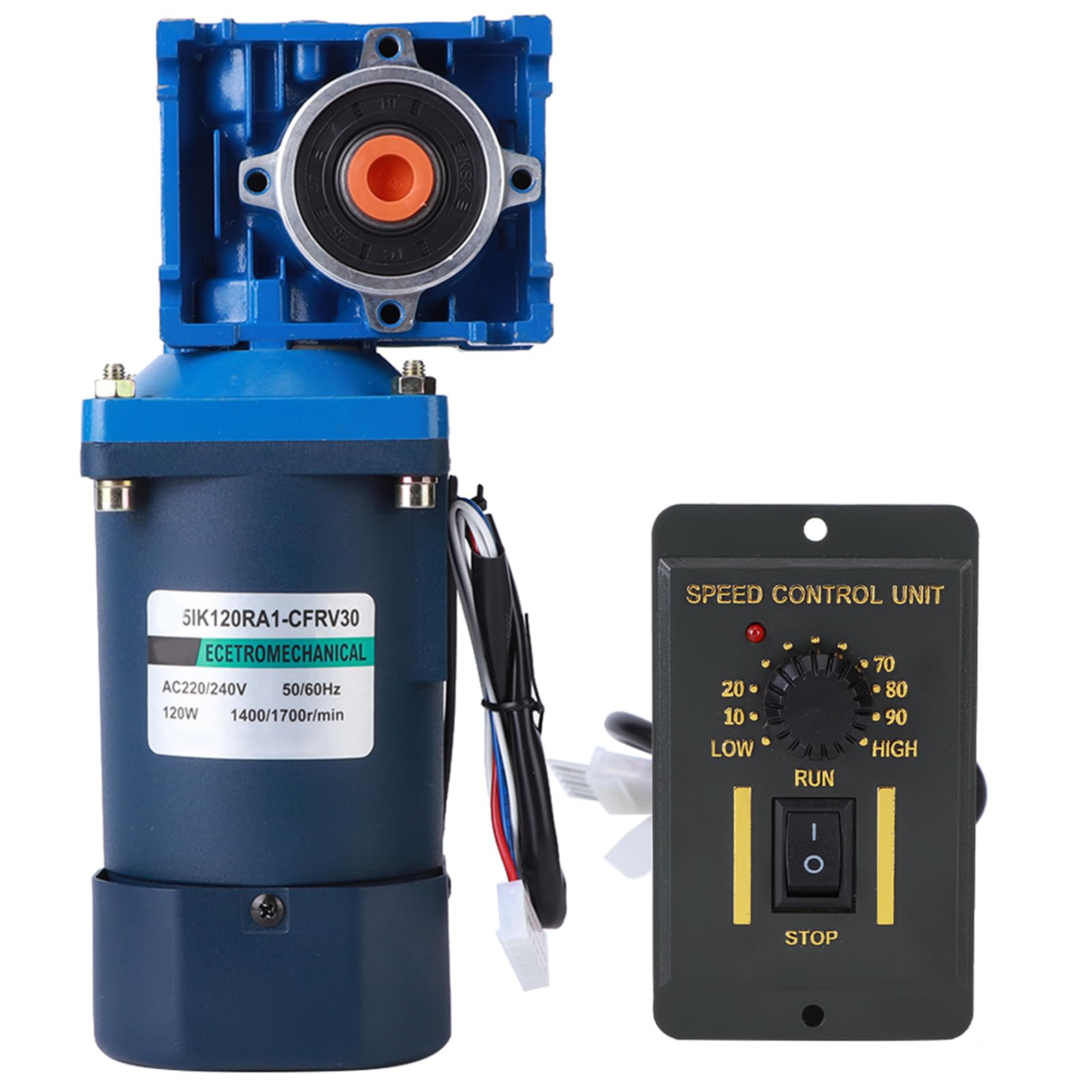 FTVOGUE Motoriduttore A Vite Senza Fine CA 220 V Governatore di Controllo della velocità da 120 W Riduttore in Acciaio Inossidabile 0,82 A 50/60 Hz con Rapporti di Riduzione da 5 A (Rapporto di