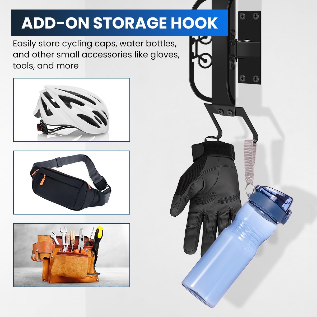 Swivel Bike Wall Mount, 2 PACK Heavy Duty Bike Rack for Garage Storage, Space-Saving Vertical Bicycle Hanger Holds 66 lbs, Adjustable Rotation, Anti-Rust, for Cyclists Homeowners Families