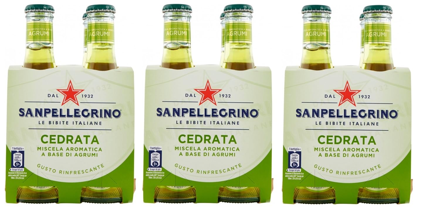 San Pellegrino Cedrata Lot de 24 bouteilles jetables en verre jetables avec notes de gingembre 20 cl