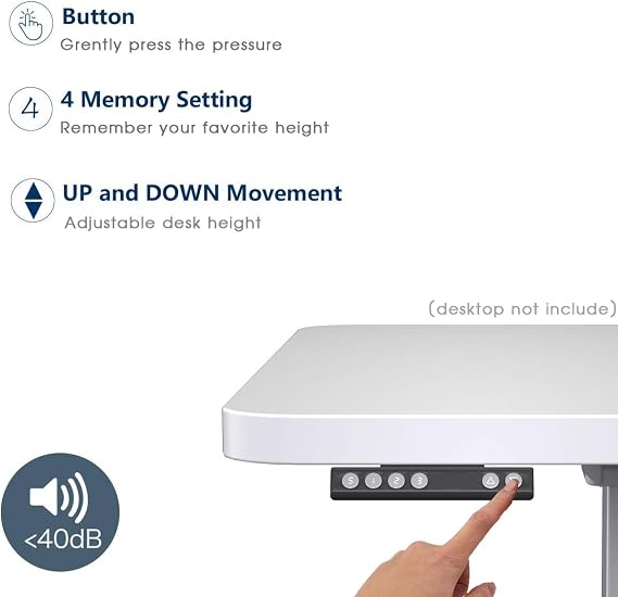 Kingdely Desk Stand Up Frame - Dual Motor Height Adjustable Standing Base Workstation with Memory Controller, White Frame Only