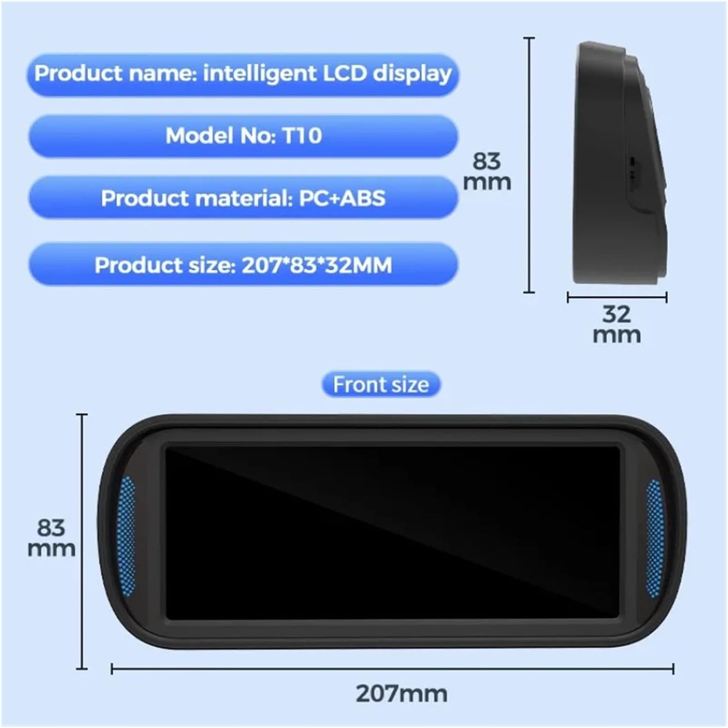 Head Up Screen Display 6.86 Inch，Compatible with Tesla Model 3 and Model Y HUD Car Dashboard LCD Smart Instrument