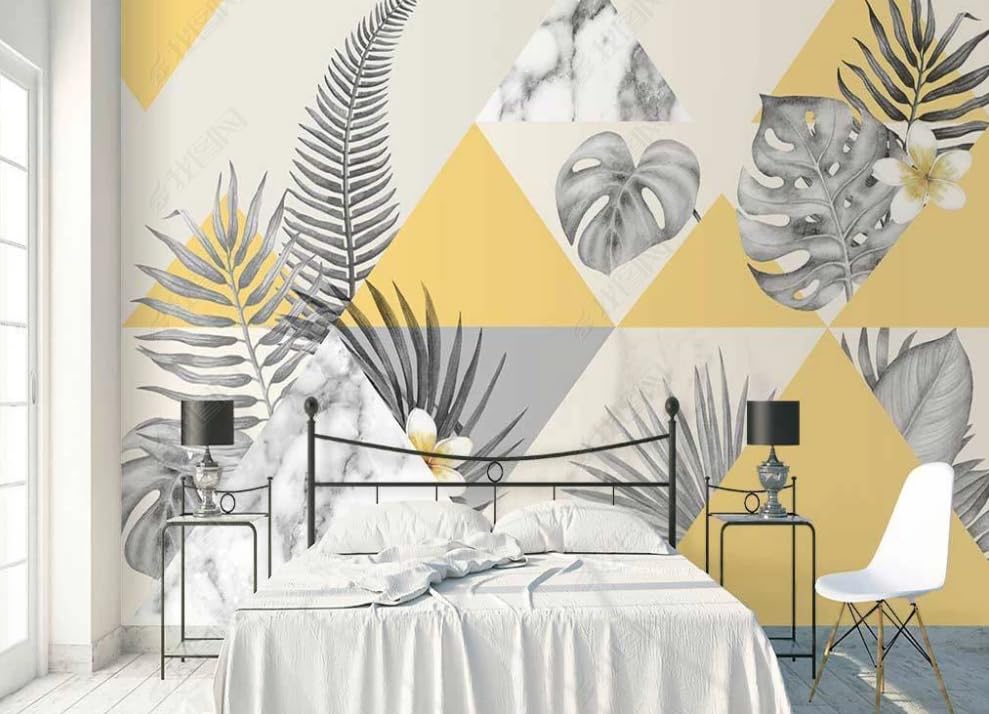 Papier Peint Géométrique Plantes Tropicales Décor Salon Intissé