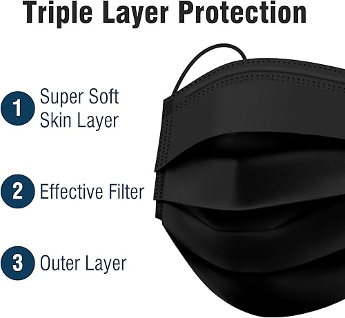 Miniatura 12 de WECARE - Cubrebocas desechable con envoltura individual, juego de 50 máscaras estampadas, 3 capas Azul