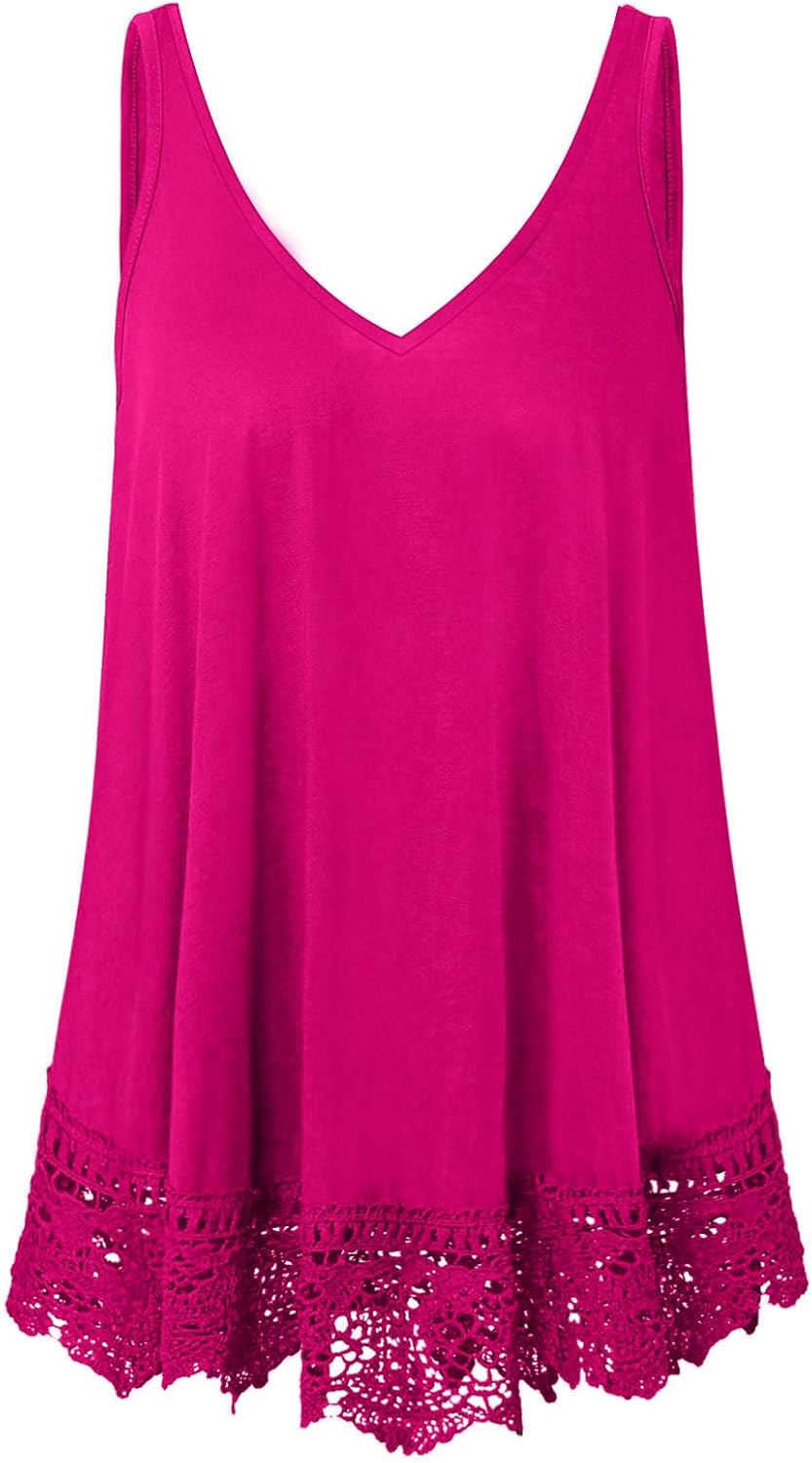 Summer Tank Tops for Women Plus Size Sleeveless V Neck Loose Fit Casual Flowy Tunic Shirt Blouse - Image 2