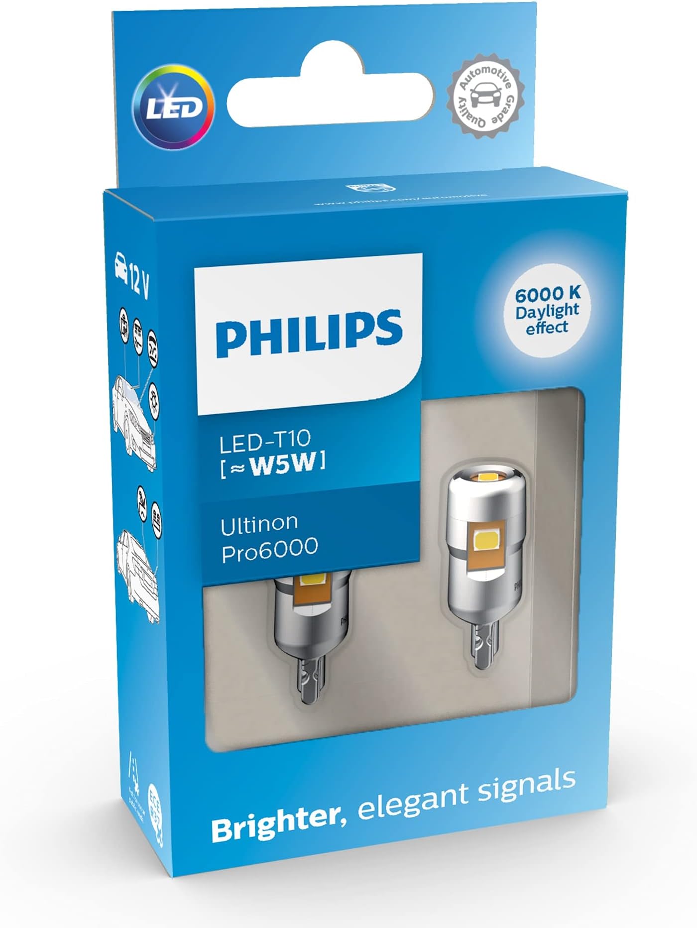 Philips Ultinon Pro6000 LED T10 car signaling bulb (W5W), 6.000K cool white