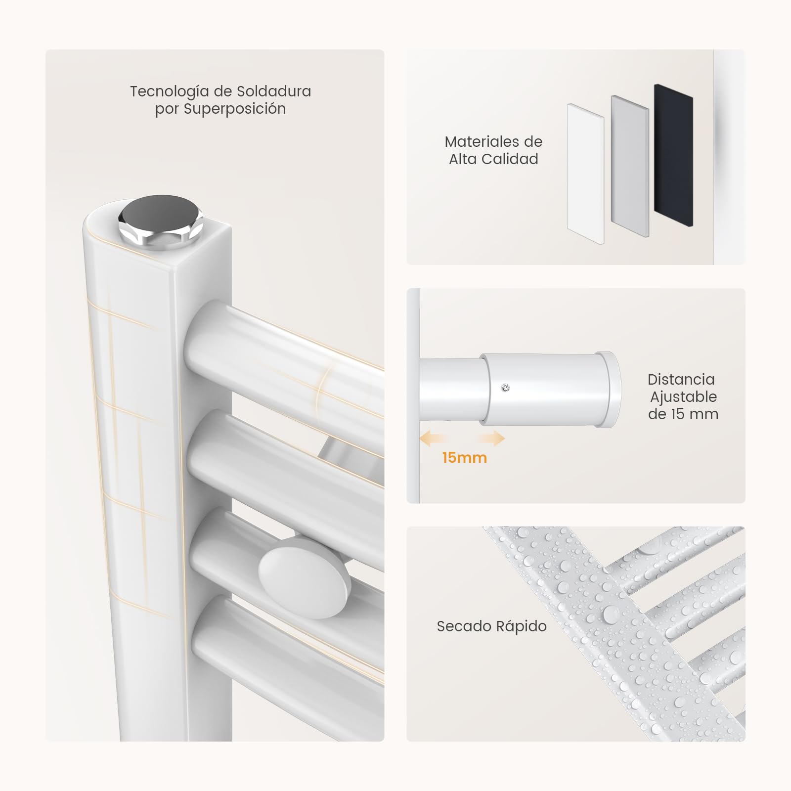 EMKE Radiador Toallero Eléctrico para Baño,75 x 60 cm, Secatoallas Eléctrico con WiFi Termostato, 300 vatios (Blanco),Toallero Electrico Baño