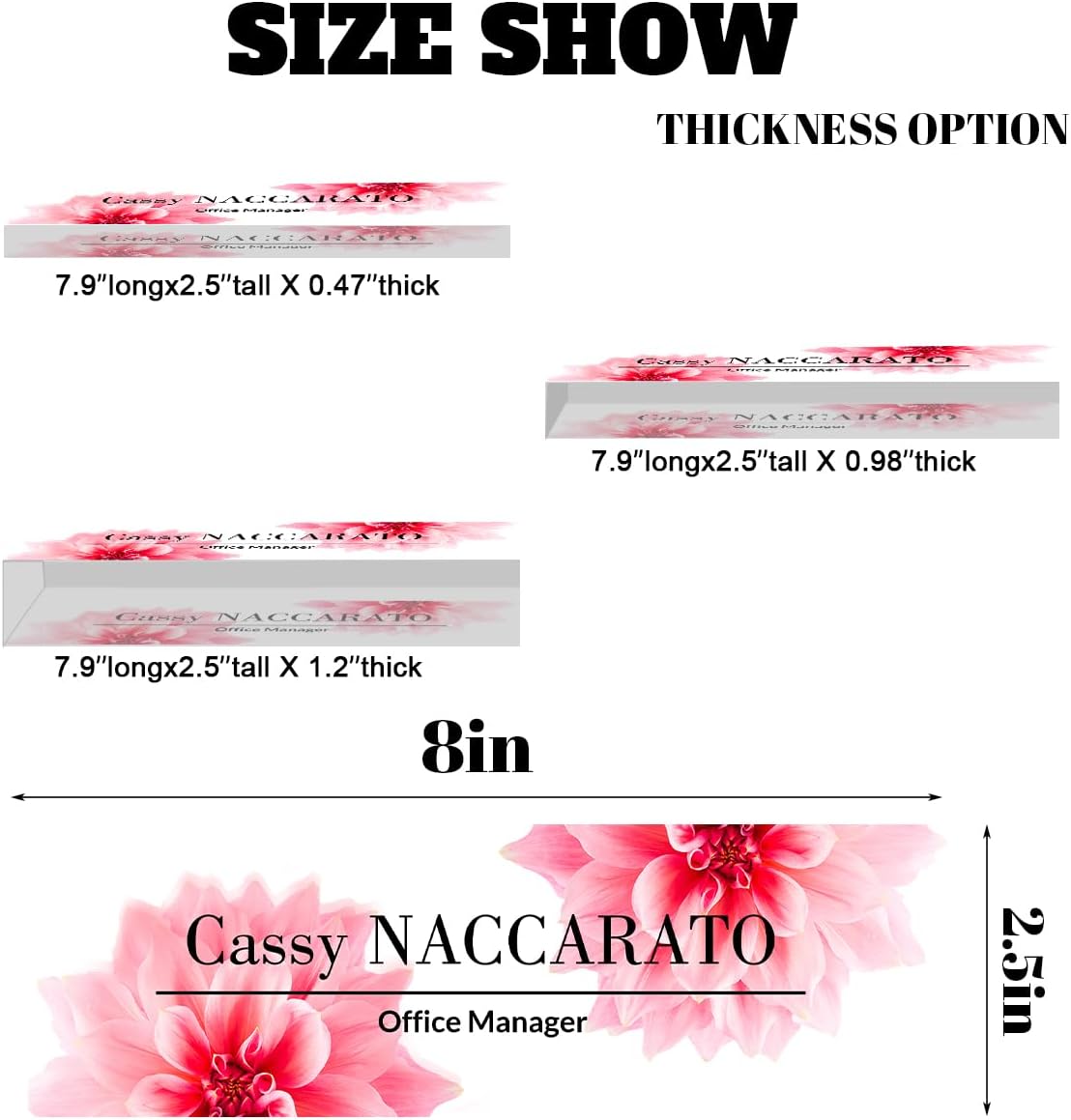 MXZLBY Personalized Desk Name Plate for Her, Custom Acrylic Name Plate, Boss Coworker Gift, Promotion Gifts, Office Decor Desk Plaque (Peach Blossom) 731