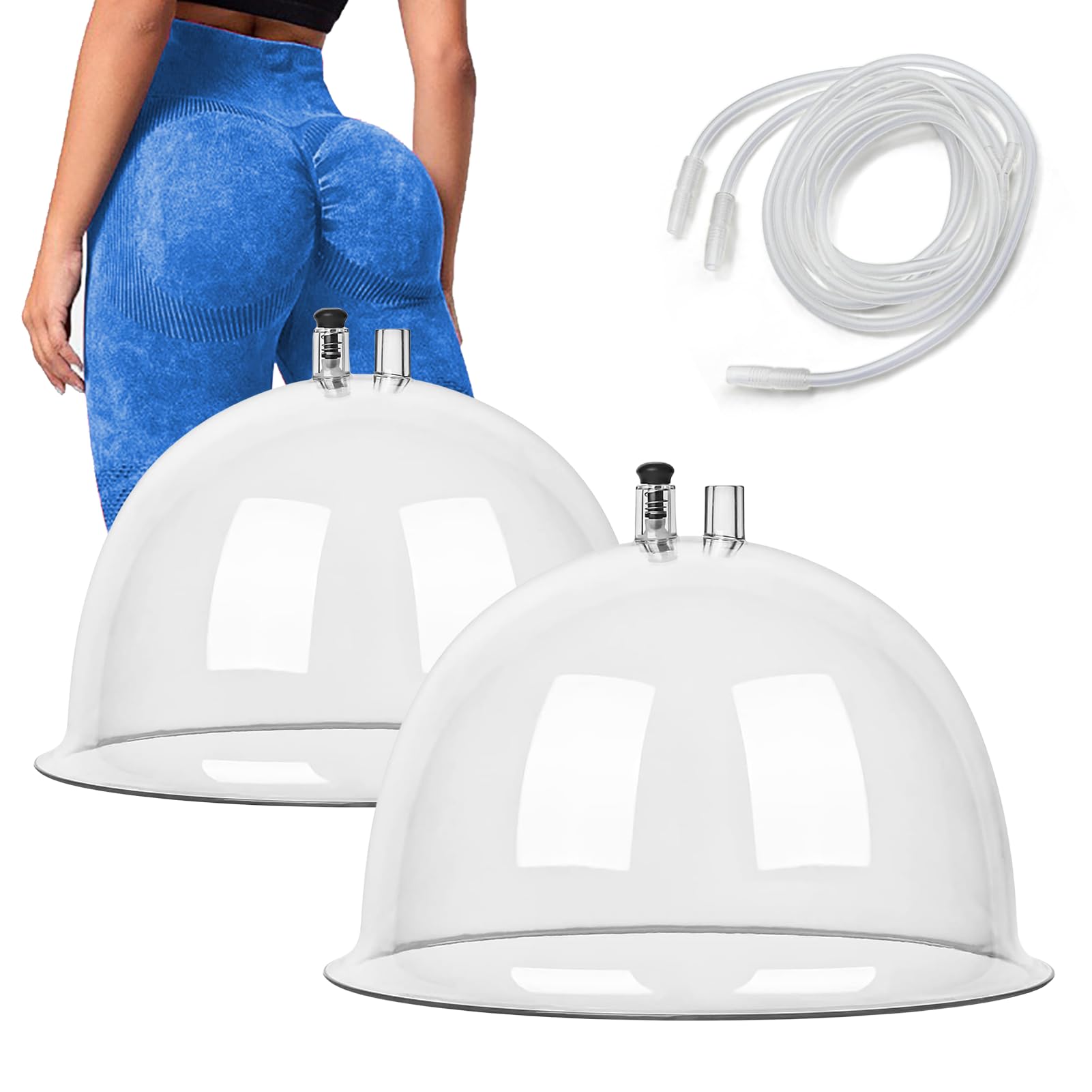 Buttock Vacuum Therapy Cups,230ml,210ml,180ml XXL Pack of 2 Vacuum Therapy Machine Accessories with Y Hose for Butt Lifting (230ml)