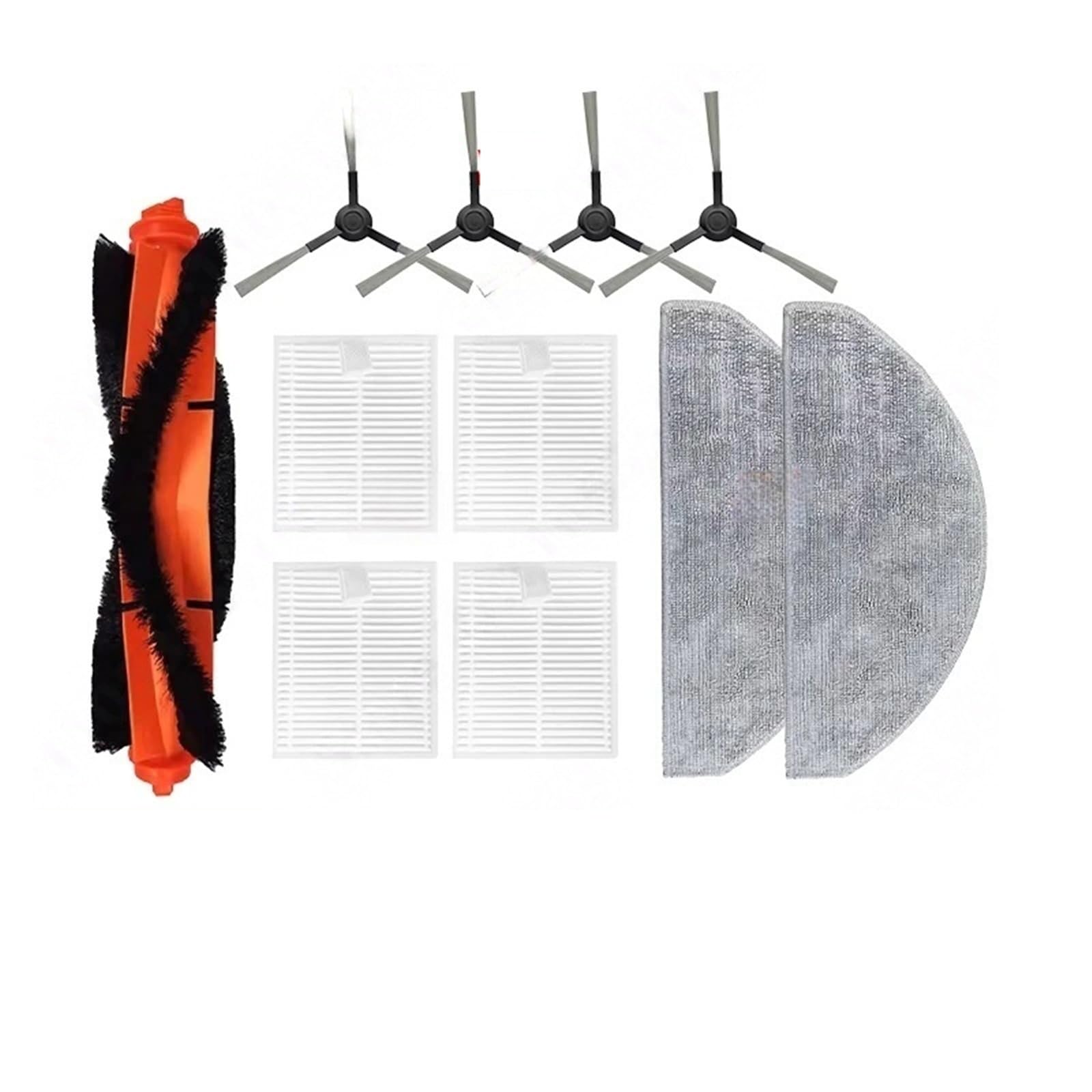 Compatible con Xiaomi E12 E10 B112 Robot Aspirador Cepillo Principal Cepillo Lateral paño de mopa Filtro HEPA repuestos(Set 4)