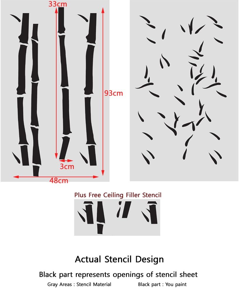 Wall Bamboo Stencil, Allover Template Instead of Wallpaper for Painting Decor