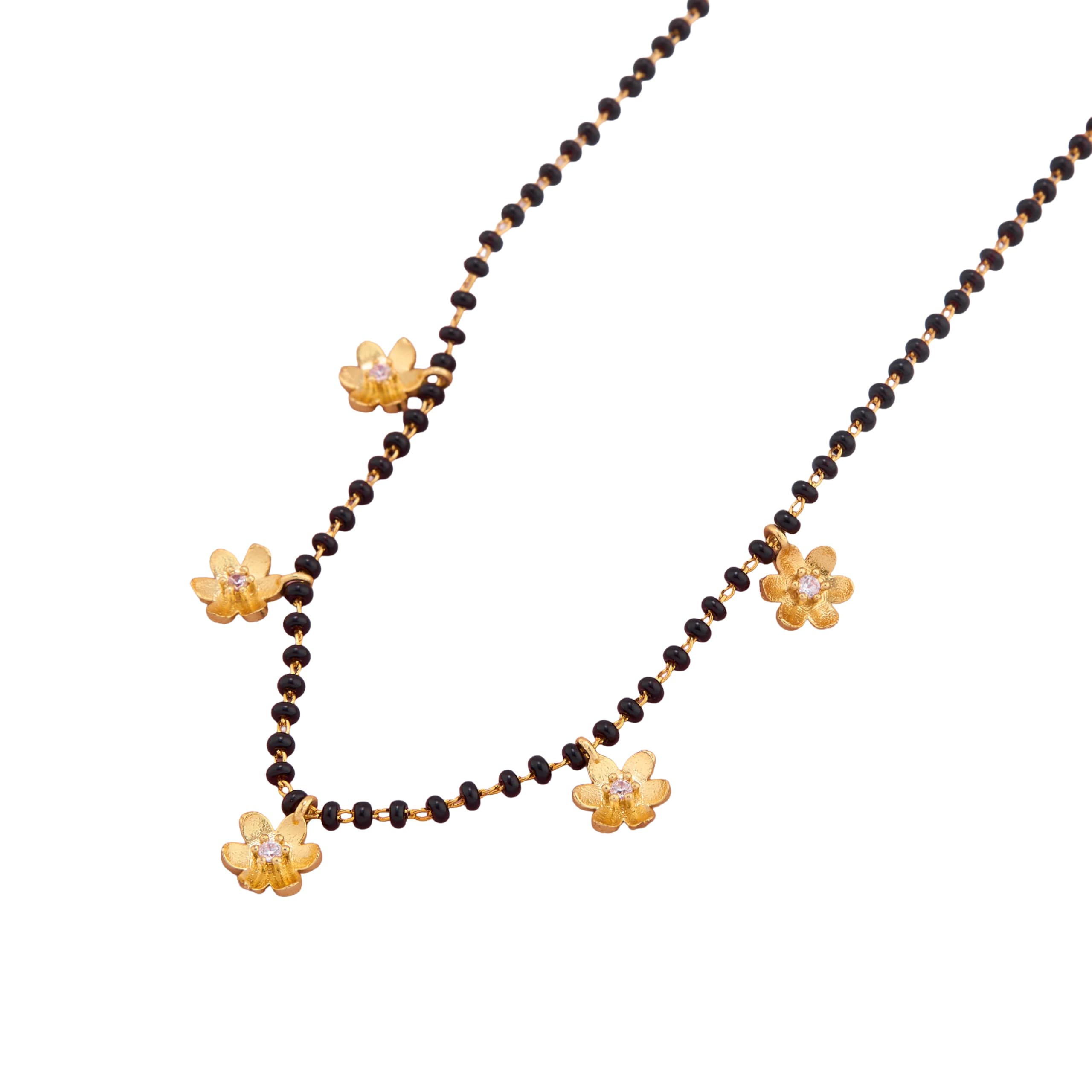 Stylish Floral Design Gold Plated Finish Imitation Mangalsutra with Stones-image-40