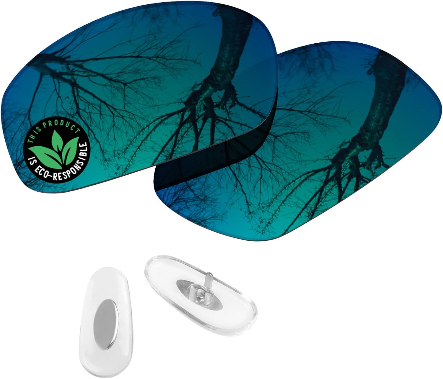 Raydi Polycarbonate Replacement Lenses & Nosepads for RayBan RB3445 61mm Rectangular Sunglasses