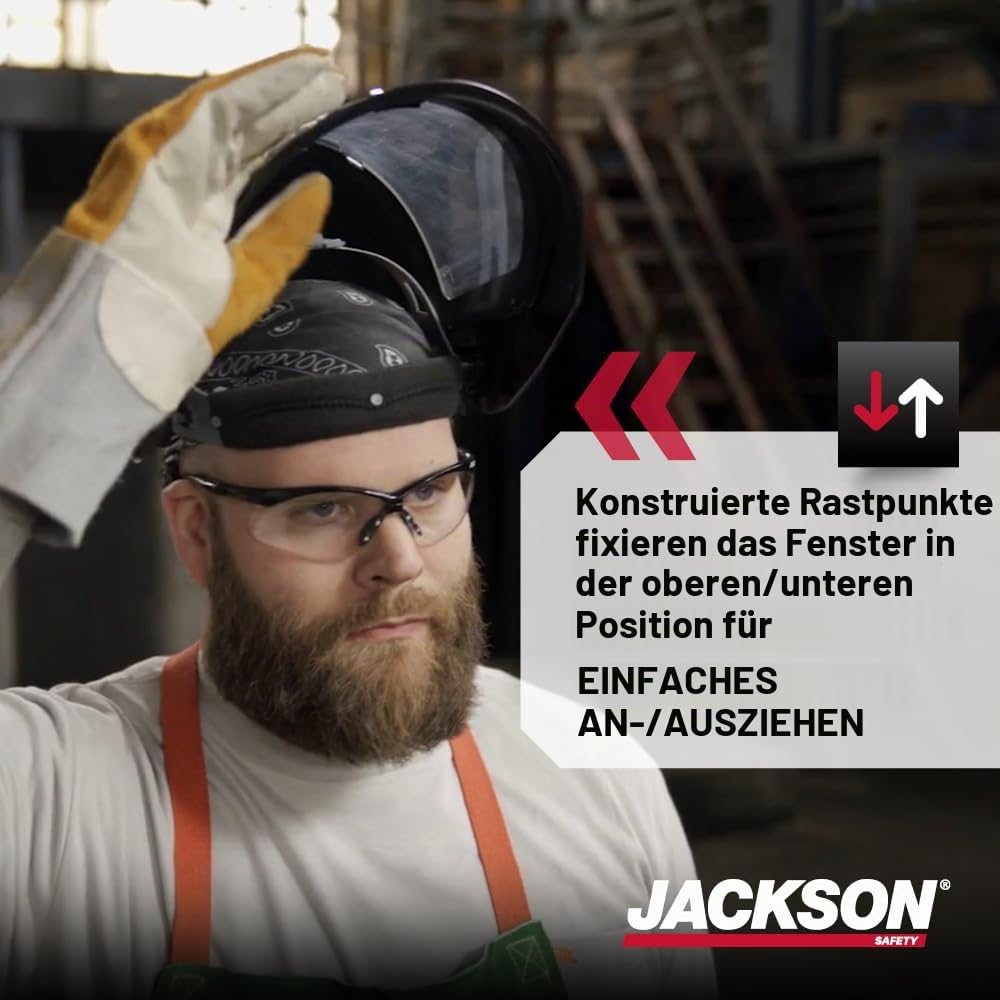 JACKSON SAFETY 14200 Maxview Premium Full Face Shield / Face Guard Clear Tönung, Visier Gesichtsschutz und Ratsche Kopfbedeckung