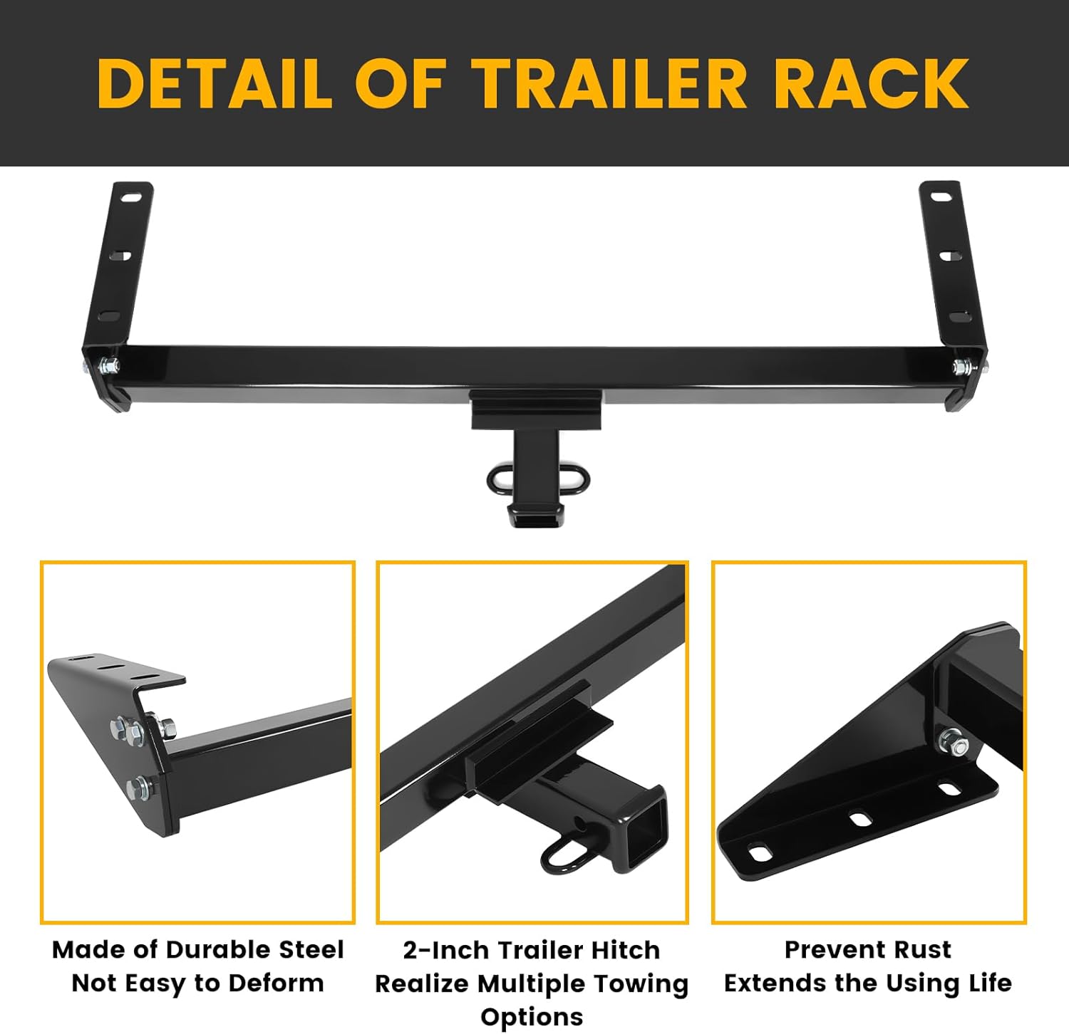 KUAFU Class 3 Trailer Hitch Compatible with 2009-2012 Suzuki Equator & 2005-2024 Nissan Frontier Towing Hitch 2” Receiver Steel Powder Coated Black