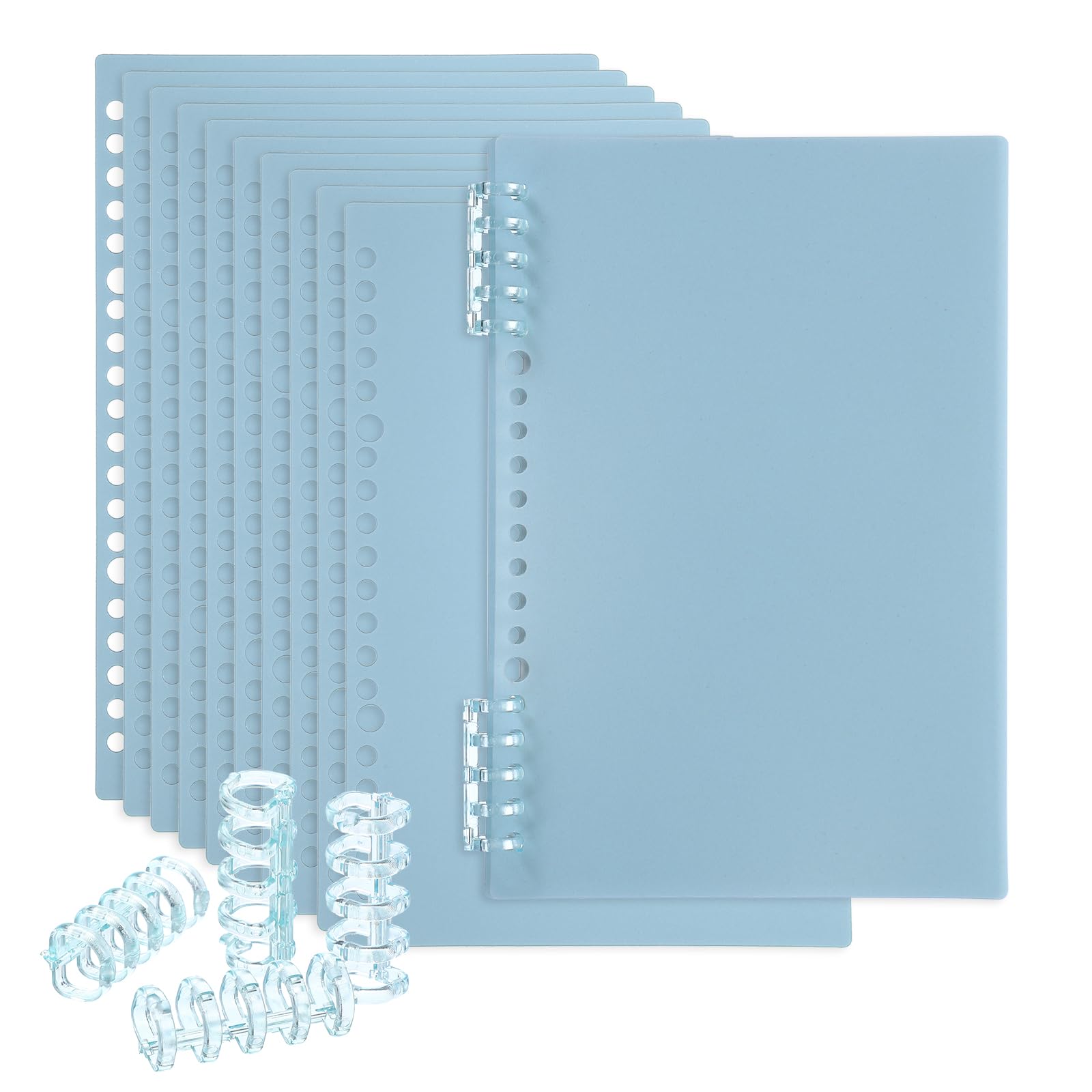 PATIKIL 12 Pack Binding Covers, A5(8.4x5.7 Inch) 22 Mil Plastic Notebook Covers Sheets with Binding Comb for Book Report Presentation, Light Blue