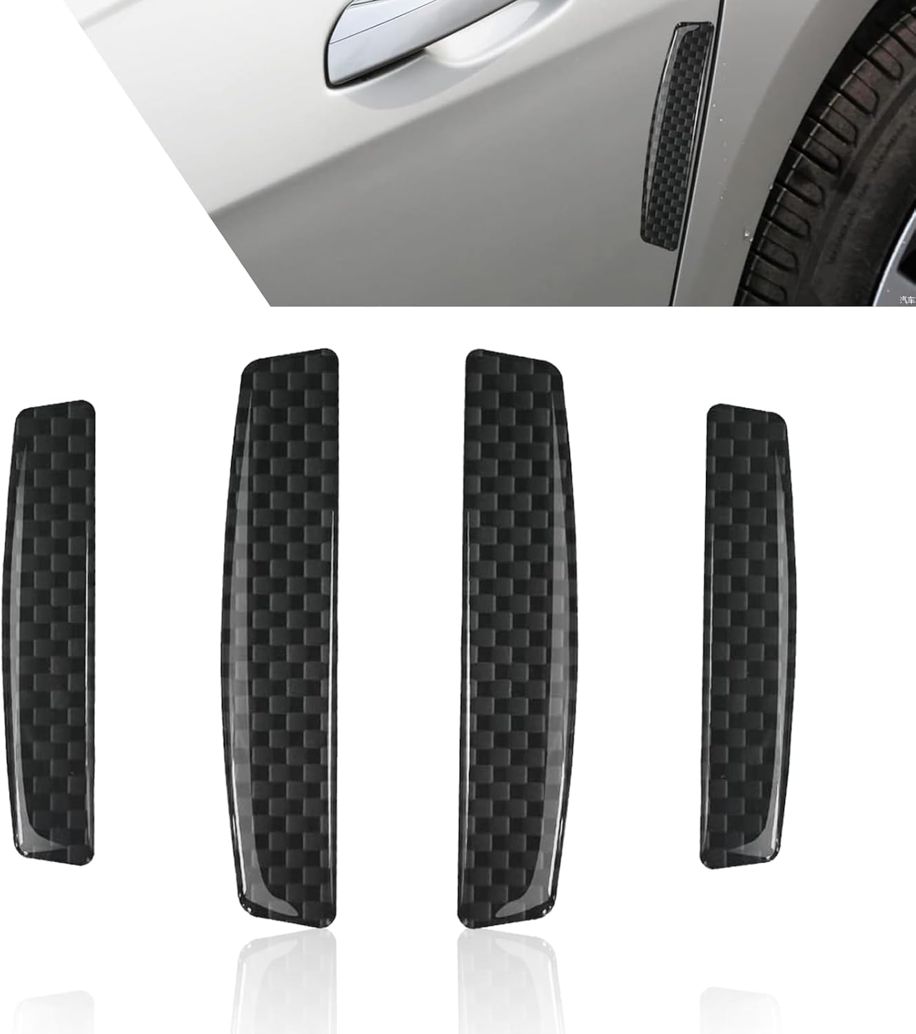 4 Pack Car Door Edge Guards, Waterproof Durable Carbon Fiber Vehicle Side Door Edge Trim Strips, Shock Absorber, Universal Automotive Side Door Protector Accessories (Black)