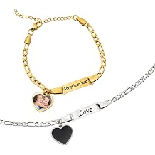 CALLIE Personalized Heat-Activated Photo Bracelets | Custom Heart Memory Bracelet with Picture Text | 6.3 to 8.27 inch Adjustable Length | Birthday Anniversary Memorable Gift for Women