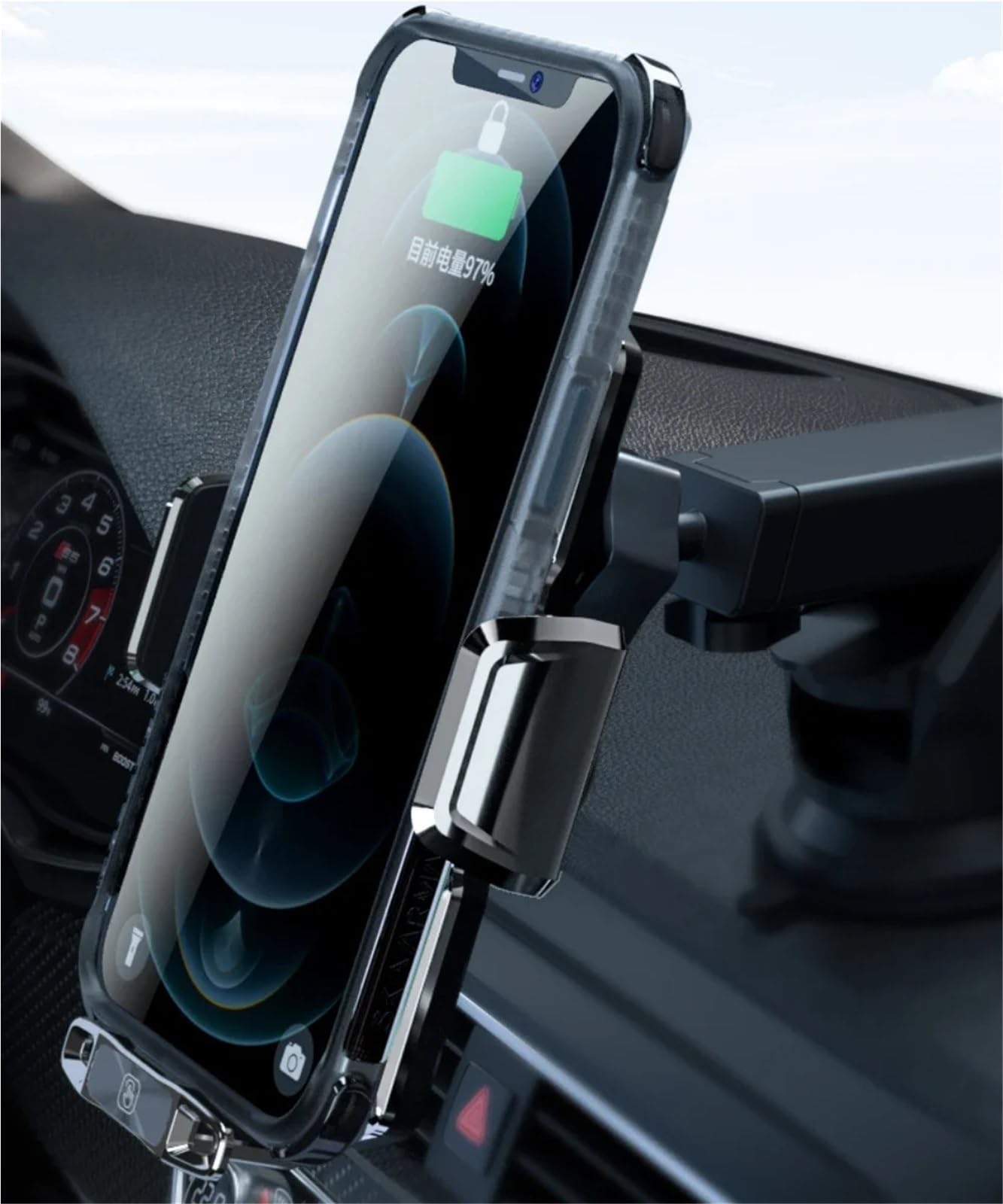 Accesorios Coche Porta Smartphone Supporto per Caricabatterie Wireless con Ventosa per Auto, sensore tattile per 11, 12, 13, 14 PRO Max, Supporto Magnetico per Telefono(Black Vents)