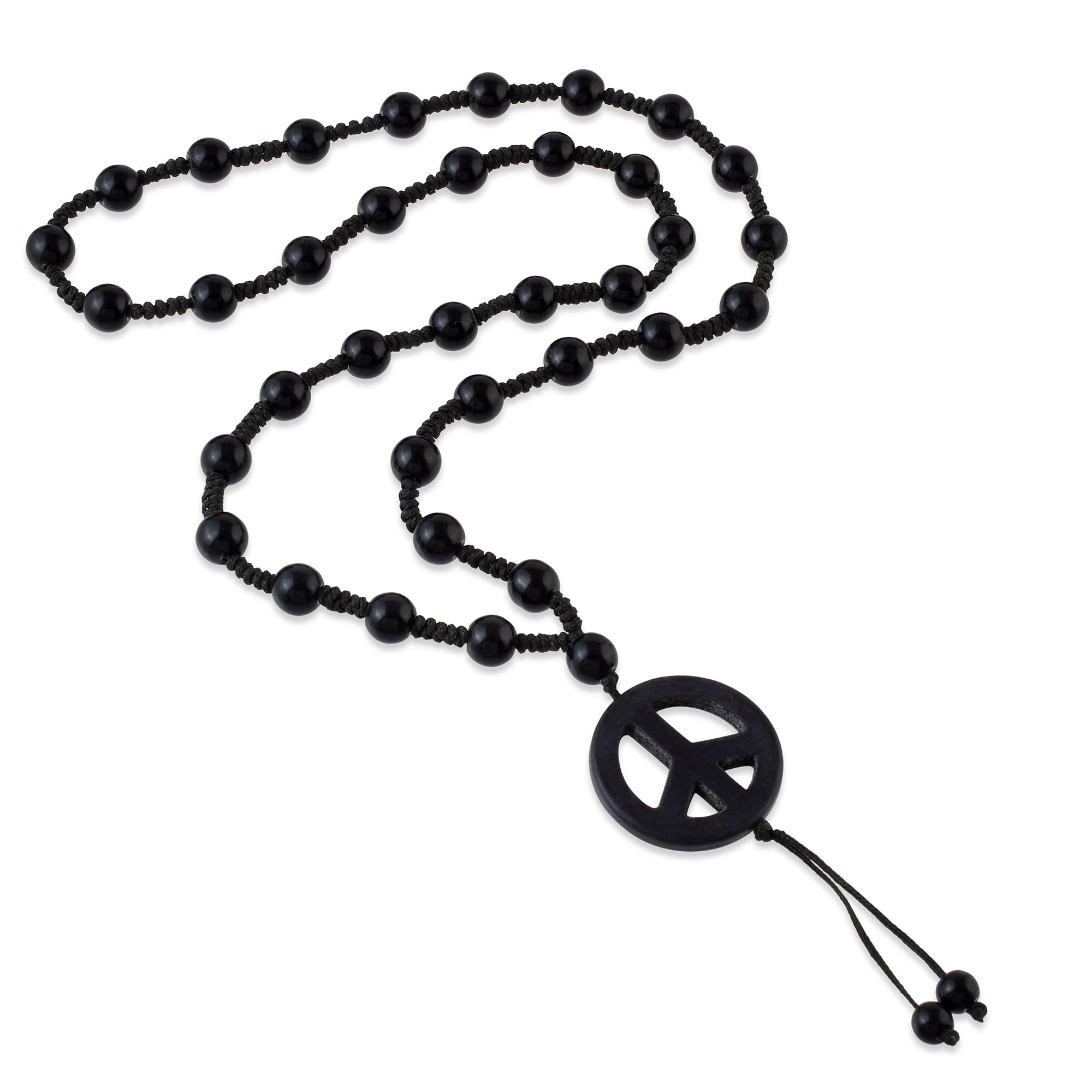 Black Onyx Silk finish Lucky charm Christian Rosary Bead Mala Necklace Unisex (RBRI5324)-image-49