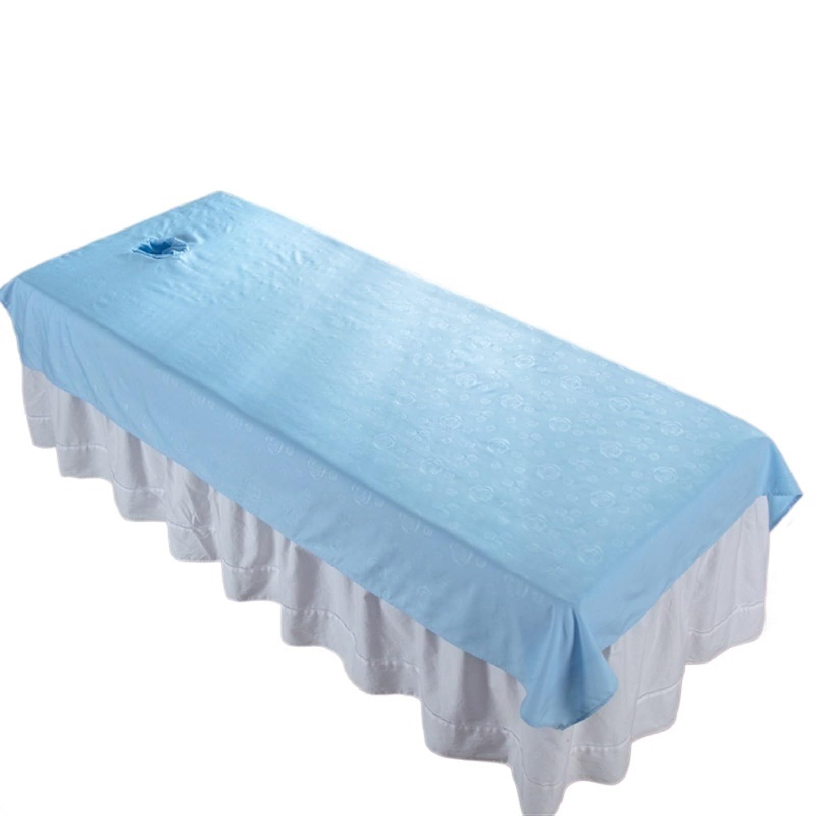 Juego de 5 sábanas de belleza con estampado de rosas, sábanas de spa for masajes, antiarrugas, de secado rápido, funda for mesa de cama con orificio(Blue)