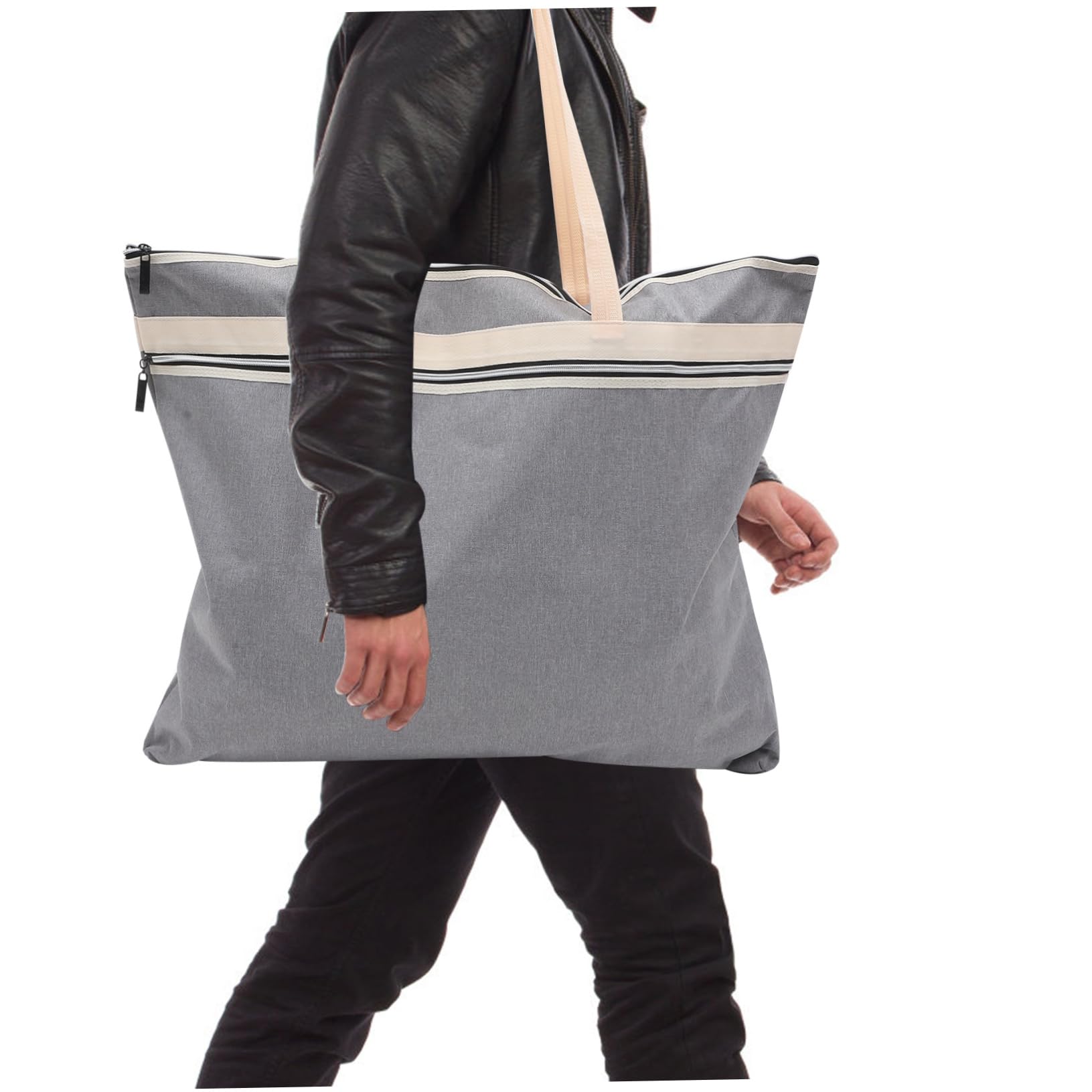 BEBEMOKO Zippered Storage Bags 2pcs Document Bag Oxford Cloth Metal Zipper Design