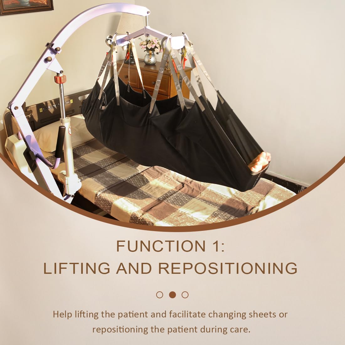 EZ Assisitve Patient Lift Sling for Positioning,Full Body Patient Lift Sling for Transfering, Lift Sling for Home or Medical Use (Black)