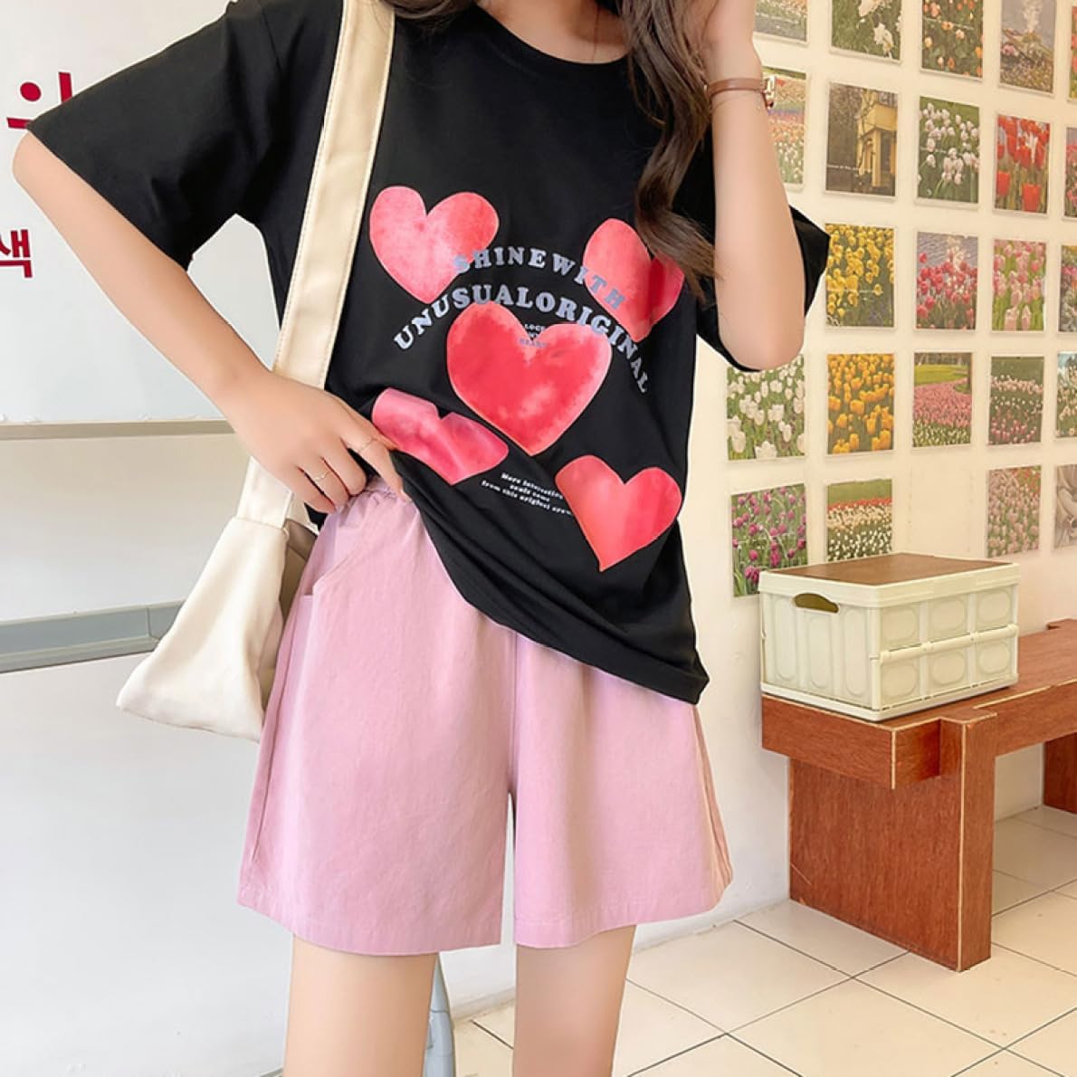 [MeipingQu] ハーフパンツ レディース ワイドパンツ 夏 ボトムス ガウチョパンツ ズボン 五分丈 ショート丈 ハイウエス