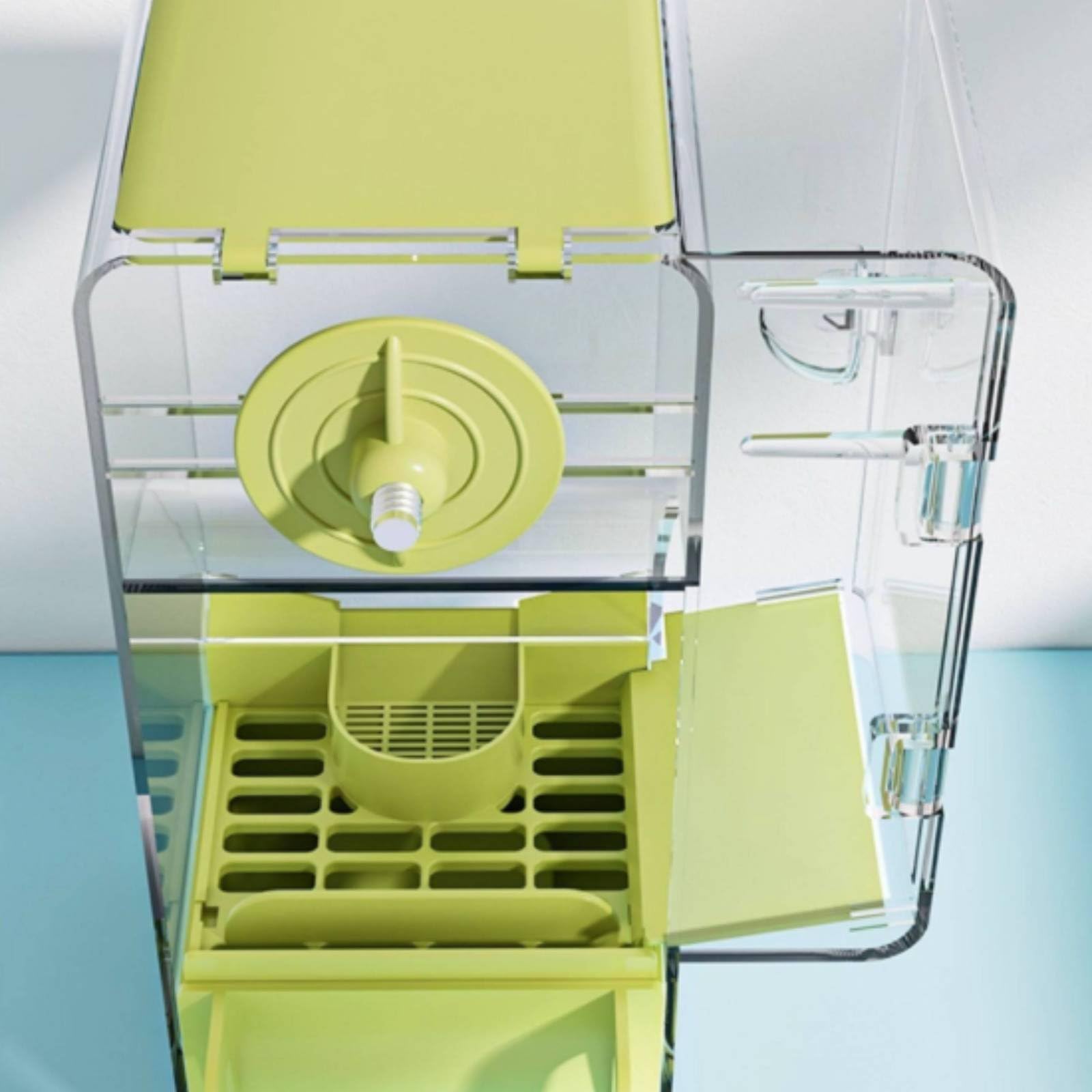 Mangeoire Automatique pour Oiseaux Distributeur Mangeoire Trémie Perchoir Grille Élargie Anti-éparpillement Réservoir Visible en PP Remplissage Rapide, Array, Rose