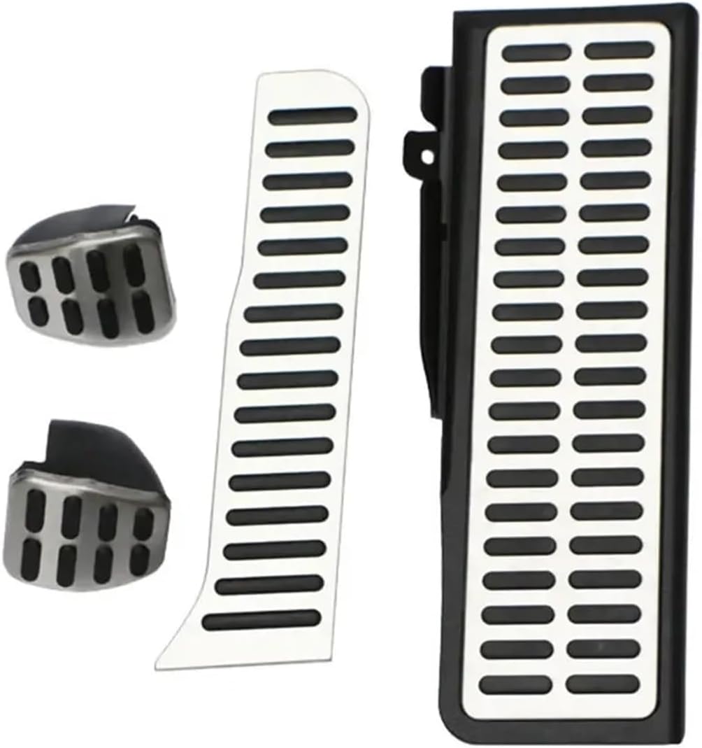 Car Pedal Pads Stainless Steel Car Pedals Compatible For VW Golft 5 6 Tiguan Touran Compatible For Skoda Octavia A5 LHD Accelerator Gas Brake Clutch Rest Pedal Cove(AT with Rest)