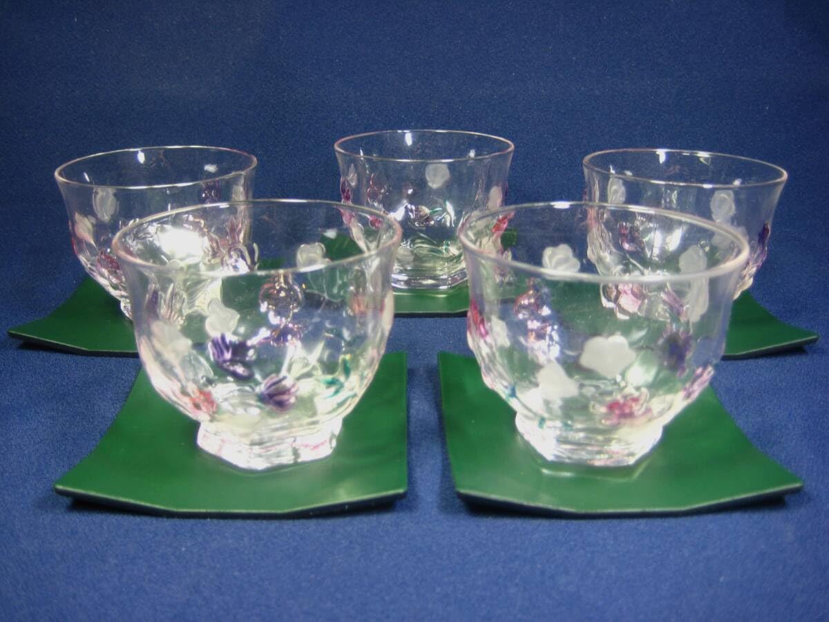 Amazon.co.jp: i33 ガラス器 花柄模様 冷茶グラス 冷茶器 5客