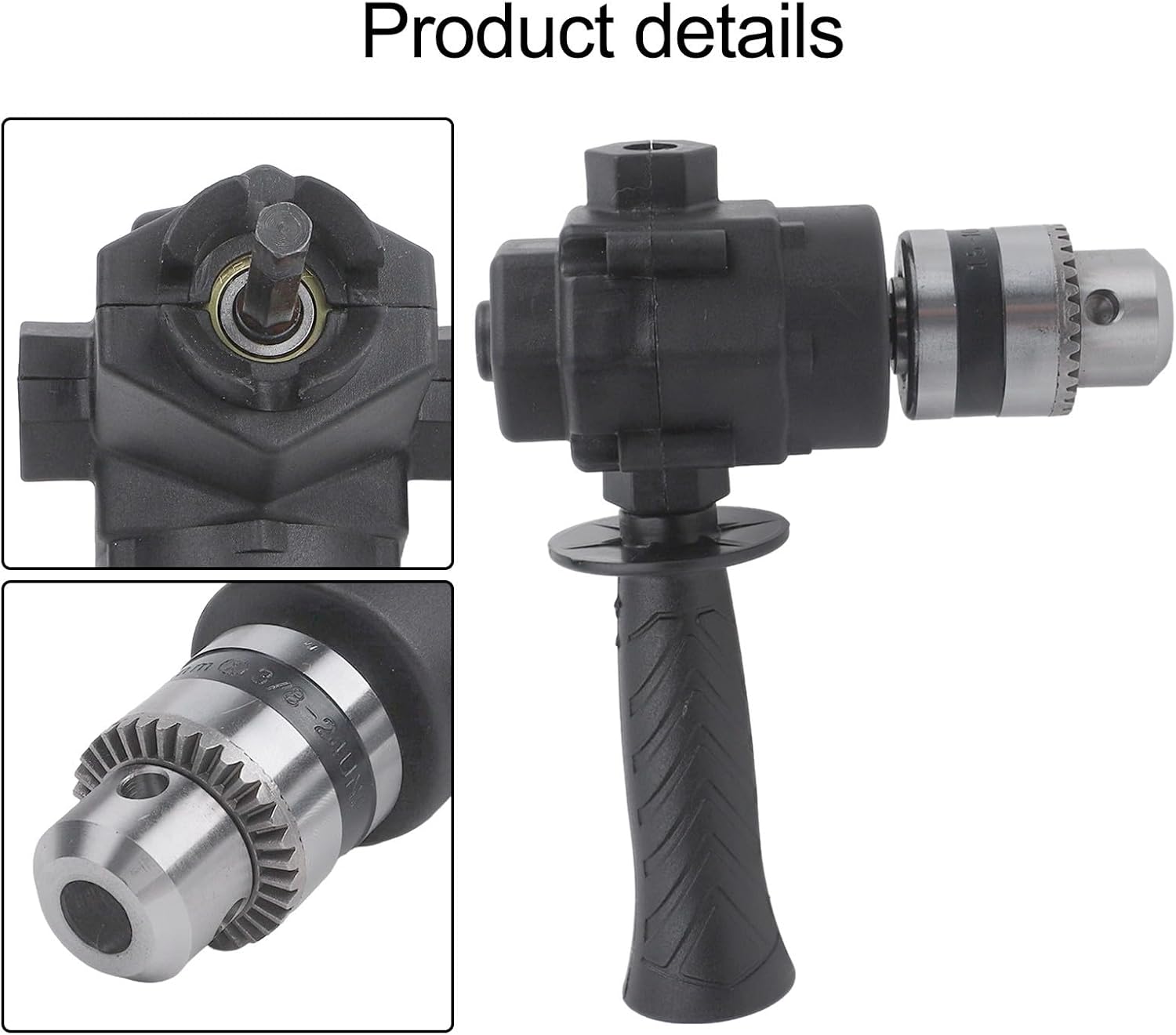 Right Angle Drill Adapter for Tools – 90 Degree Corner Drill Tool with Three Jaw Chuck, Bend Extension Drill Bit Holder, Narrow Space Wall & Table Corner Accessory(a)