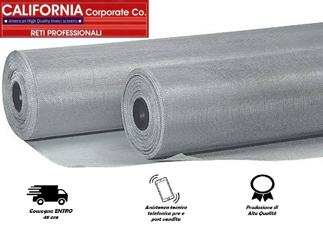 Filet moustiquaire en Aluminium 150 cm x 3 mètres résistant et Robuste Maille 18 x 16 de Rechange Couleur Gris Marque California Haute qualité