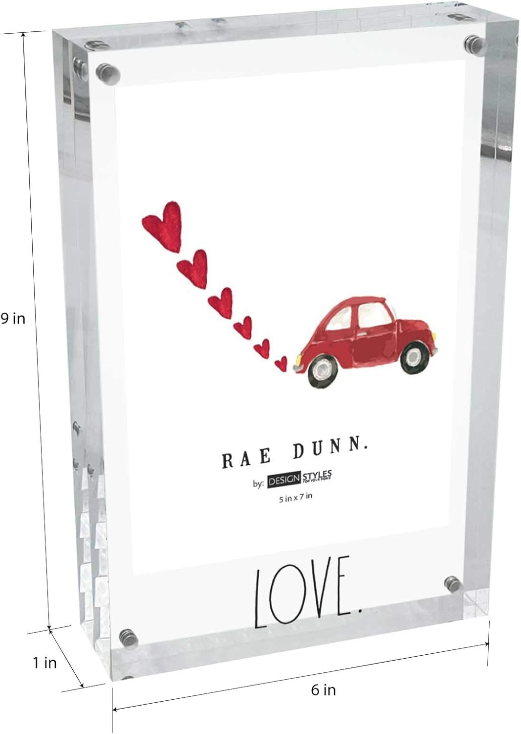 Rae Dunn Acrylic Frame - 5 x 7 Clear Acrylic Picture Frame - Free Standing Acrylic Photo Frame Display for Home, Office, Desk, Table - Modern Decor with Cute Sayings - Gift for Mom, Best Friend