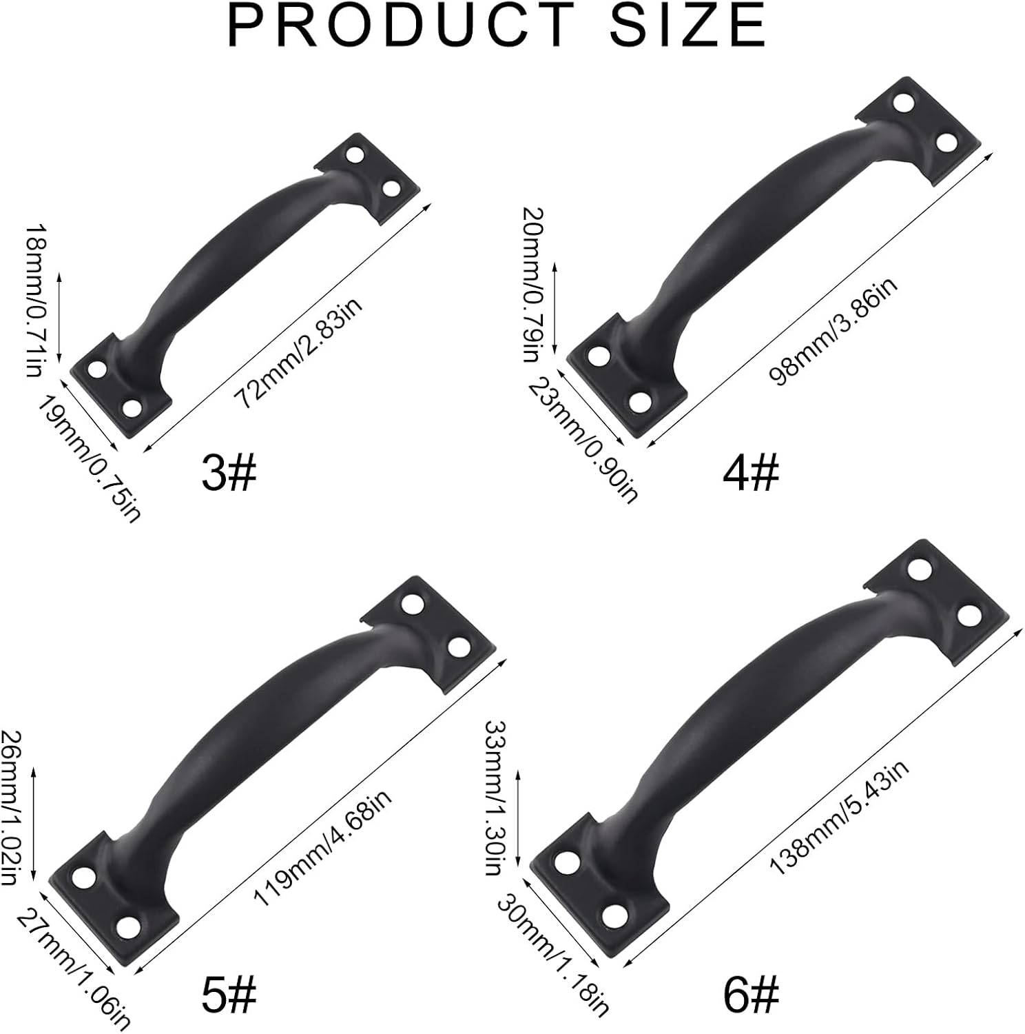 4pcs Barn Door Pulls Metal Handles for Cabinets Drawers and Wood Gates Iron Furniture Knob Practical Home Hardware
