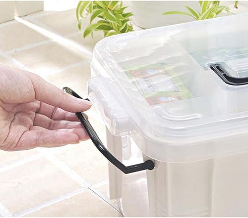 Vista 6 de Levoberg Caja de almacenamiento organizadora de 2 capas con compartimentos, kit de emergencia familiar, estuche de almacenamiento de 9.25 x 6.49 x