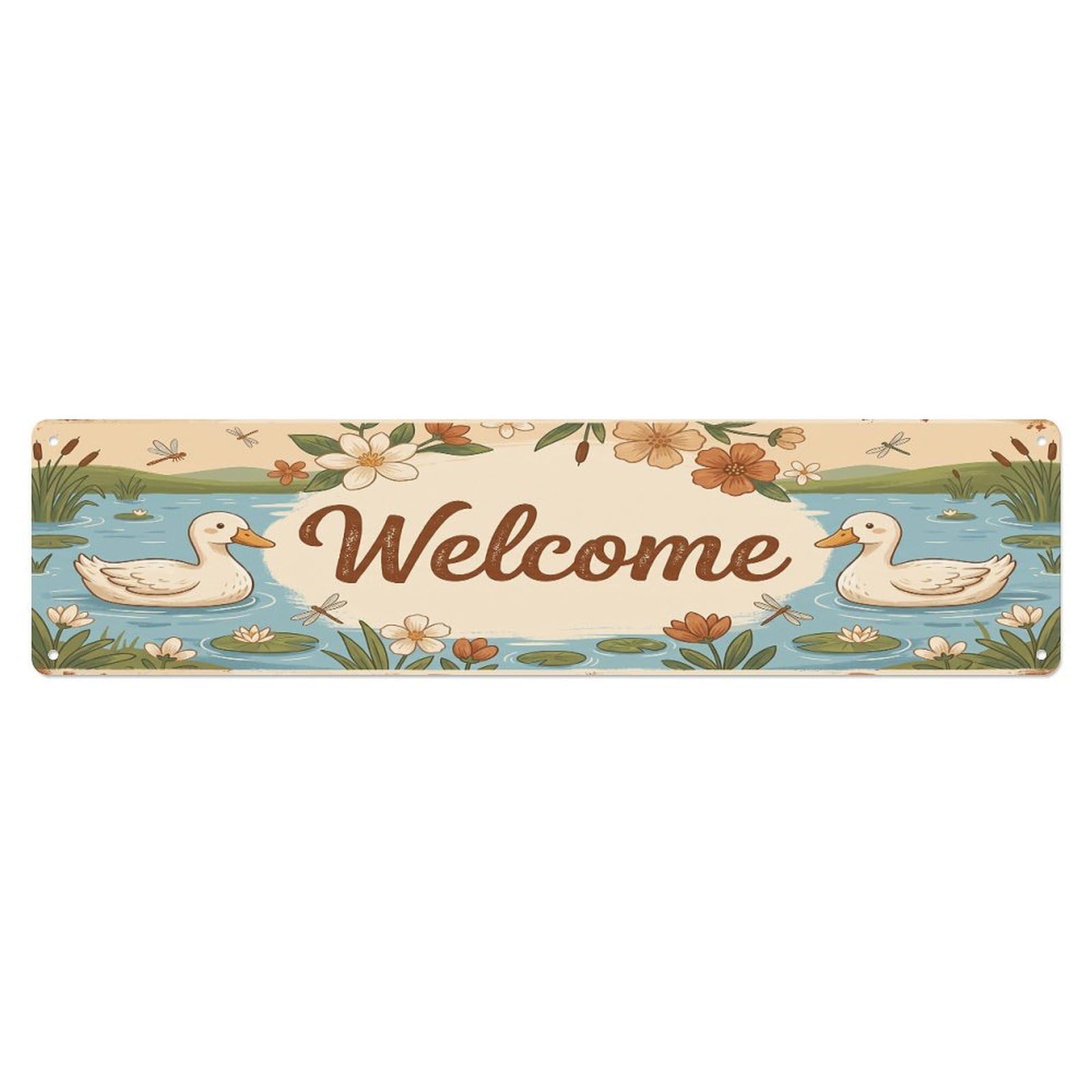 Cxhjca 4X16inch(10X40cm) Vintage Welcome Abacot Ranger Duck Metal Tin Sign