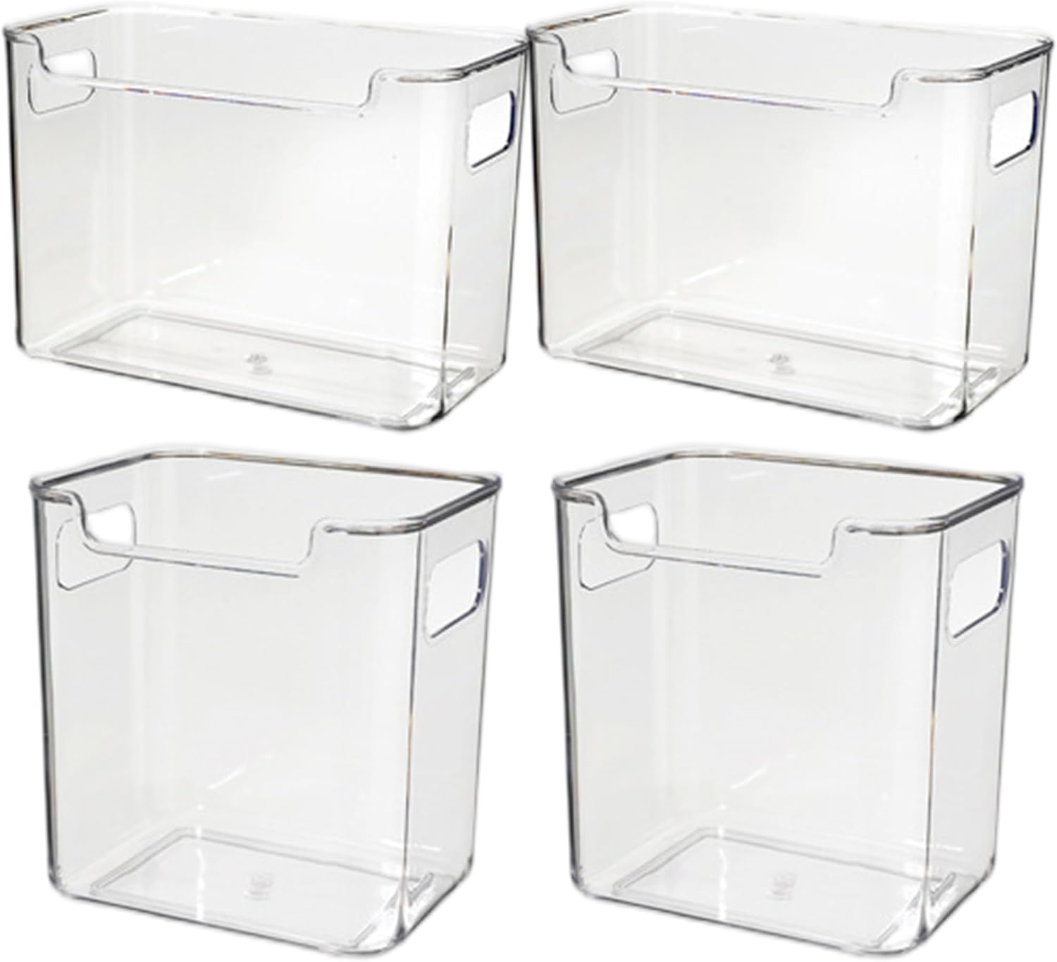 4PCS Freezer Organizer, Clear Plastic Freezer Storage Bins with Handle Space Saving & Easy Clean for Veggies Fruits Condiments More, 2 Sizes, Fridge Organization