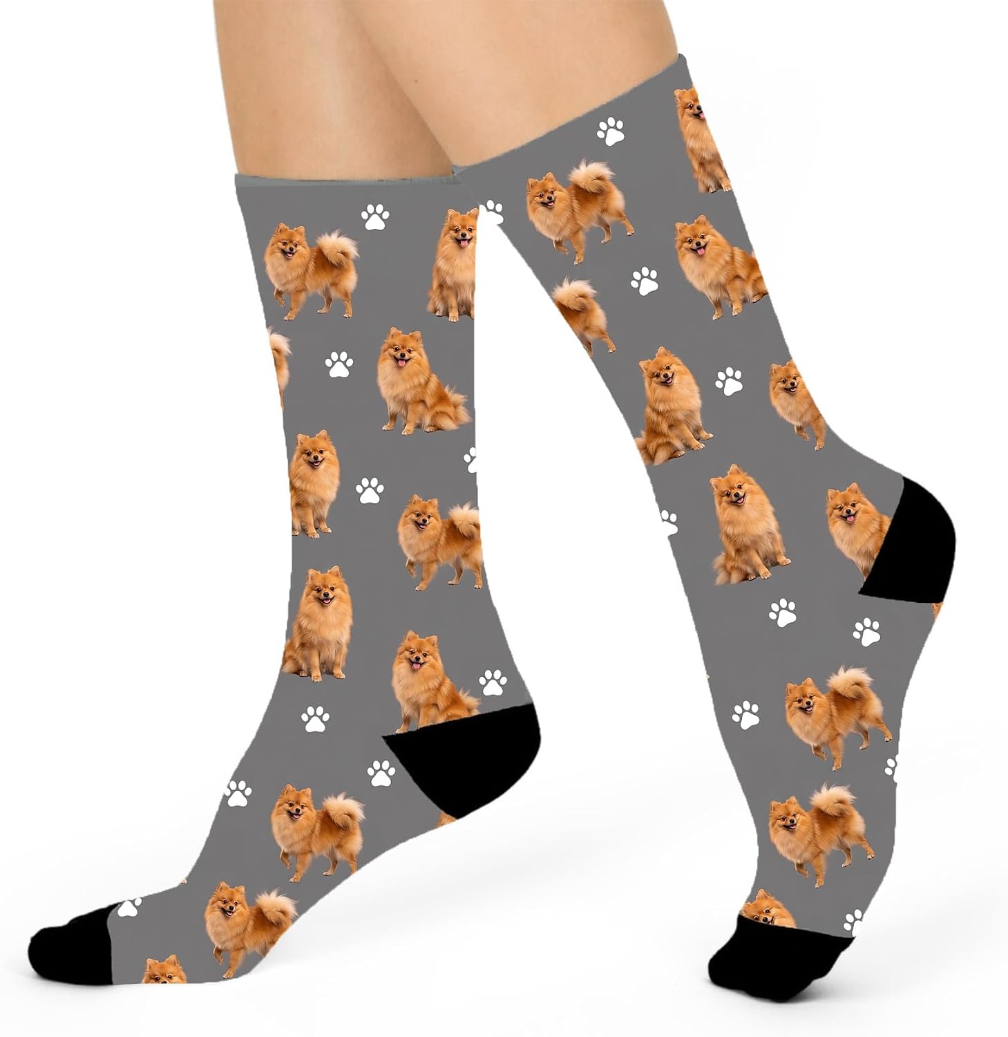 Funny Pomeranian Crew Socks,Cute Dog Athletic Running Socks