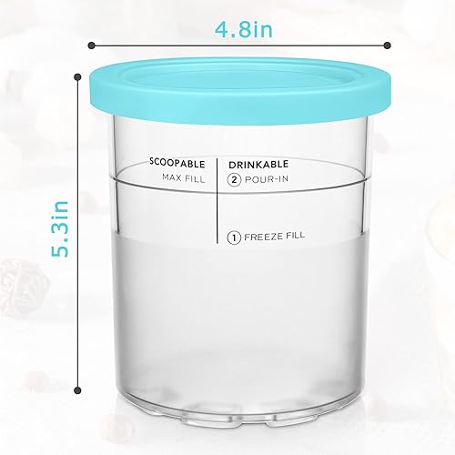 Miniatura 4 de VanlonPro Containers 2 Pack, Ice Cream Pints Replacement for NC500 Series Ninja Creami Deluxe Ice Cream Makers, Reusable, BPA-Free & Dishwasher