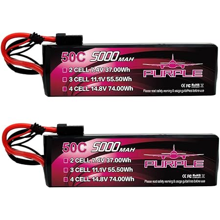 CNHL5000mAh 3S Lipo Battery 11.1V 50C with TR Plug Soft Case for RC Truck Boat Drone Buggy Truggy Helicopter Airplane e-revo Brushless Spartan RC Car(2 Packs)
