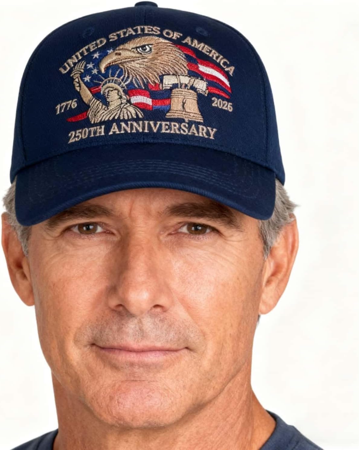 250th Anniversary USA Hat,Embroidered United States 250th Anniversary Hat,Adjustable 250 Year Patriotic Cap for Men - Image 3