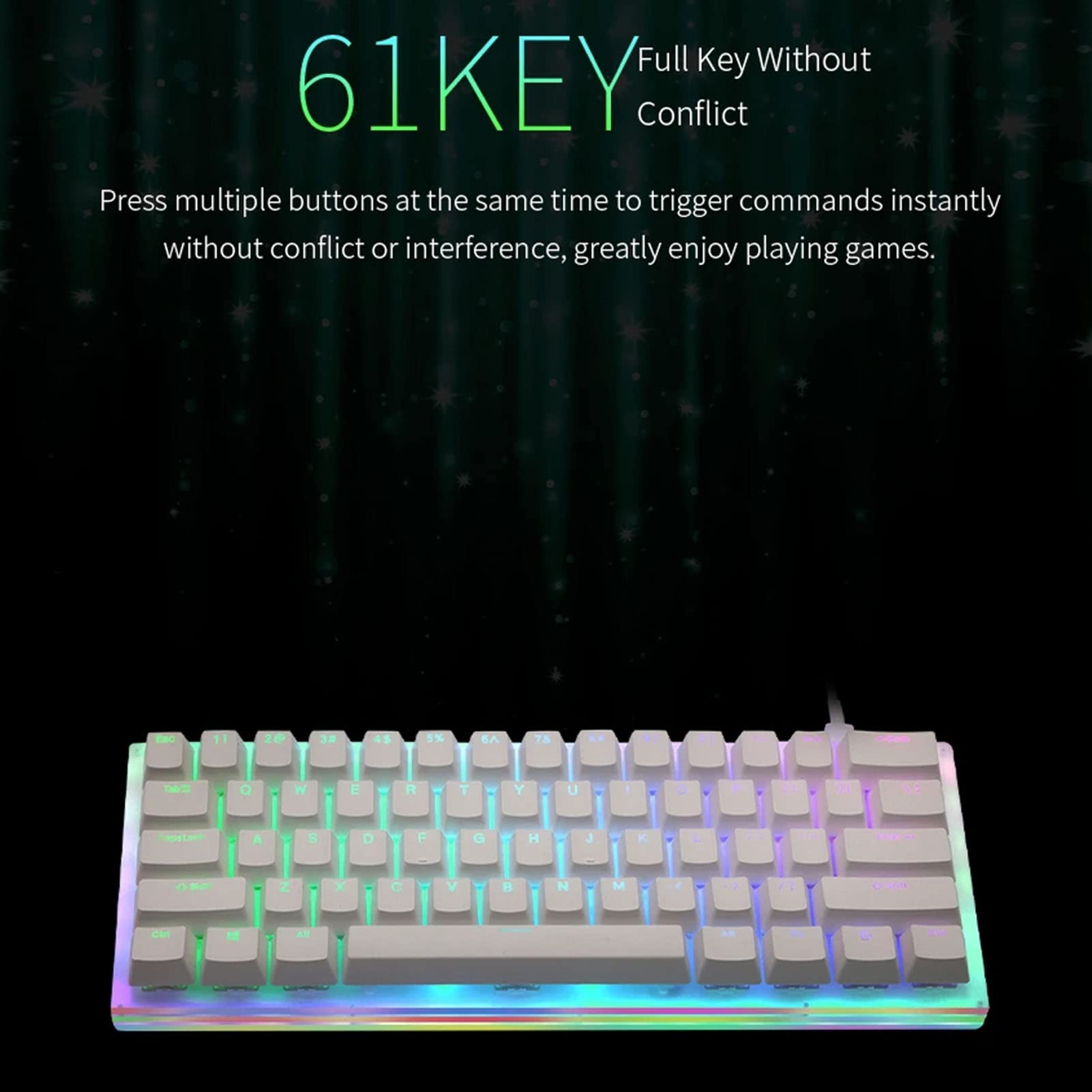 Ejoyous Klawiatura Mechaniczna 61 Klawiszy, Hot Swap RGB (Brown Switch)