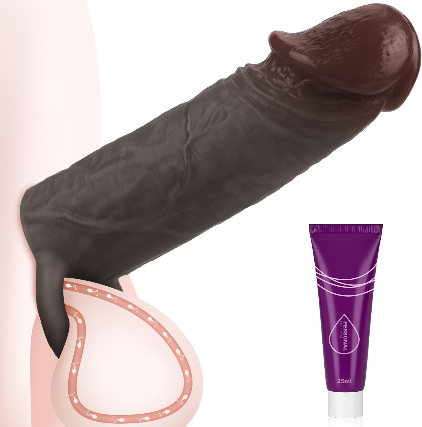 Penis Sleeve Male Sex Toys, Ultra-Soft Silicone 4.9'' Cock Sleeve, Mens Sex Toys Penis Cuff Thickened Testicle Ring Male Adult Toys, Penis Extender and Penis Enlarger for Men
