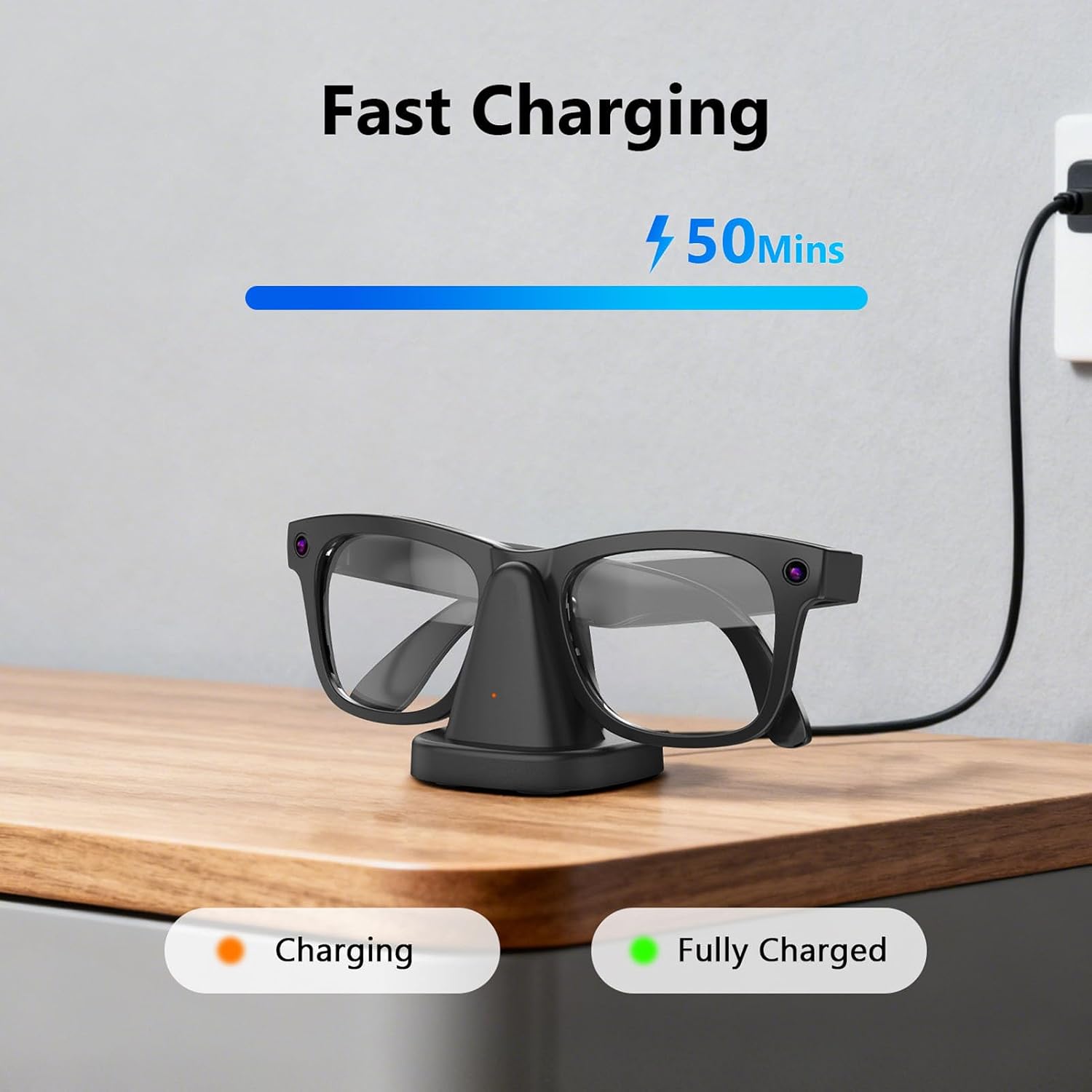 Smart Glasses Charger Dock Magnetic Charging Station for Meta Headliner RW4006 RW4008 RW4010 with Fast Charging LED Indicator
