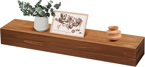 VIVOHOME Mantel de chimenea de 48 pulgadas para montar en la pared, estante flotante de madera de abeto macizo, estructura hueca para sala de estar,