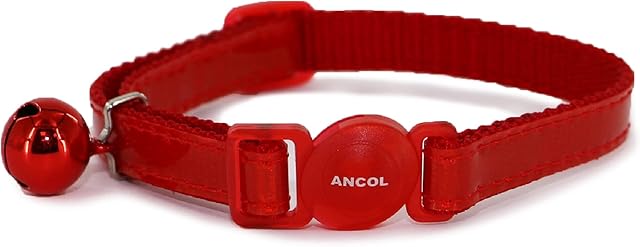 Gloss Reflective Cat Collar with safety buckle Red